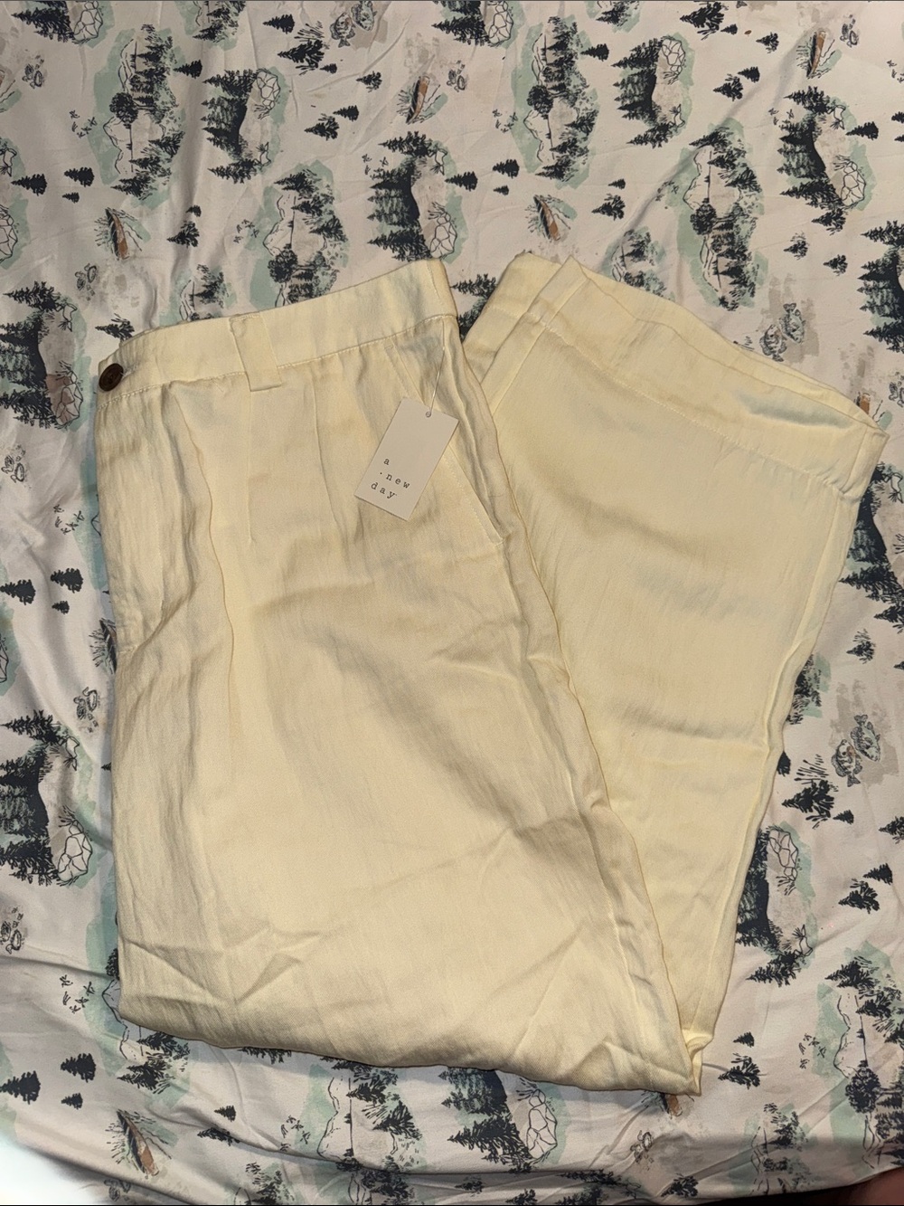 NEW “a new day” Size 16 Light Cream Women’s Linen-Blend Pants